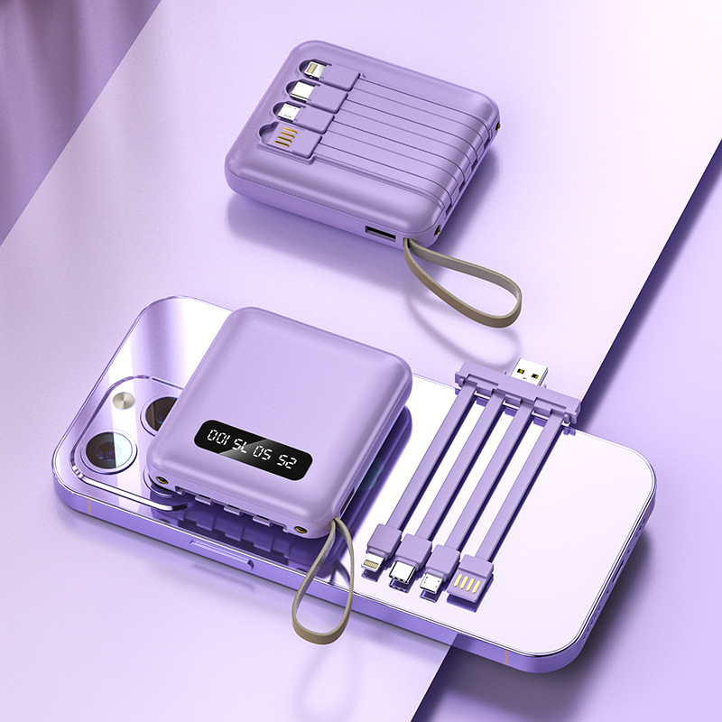  Power Banks Rope Handle LED Digital Display Mobile Phone Mini PD 20W Fast Charging Built-in Cable