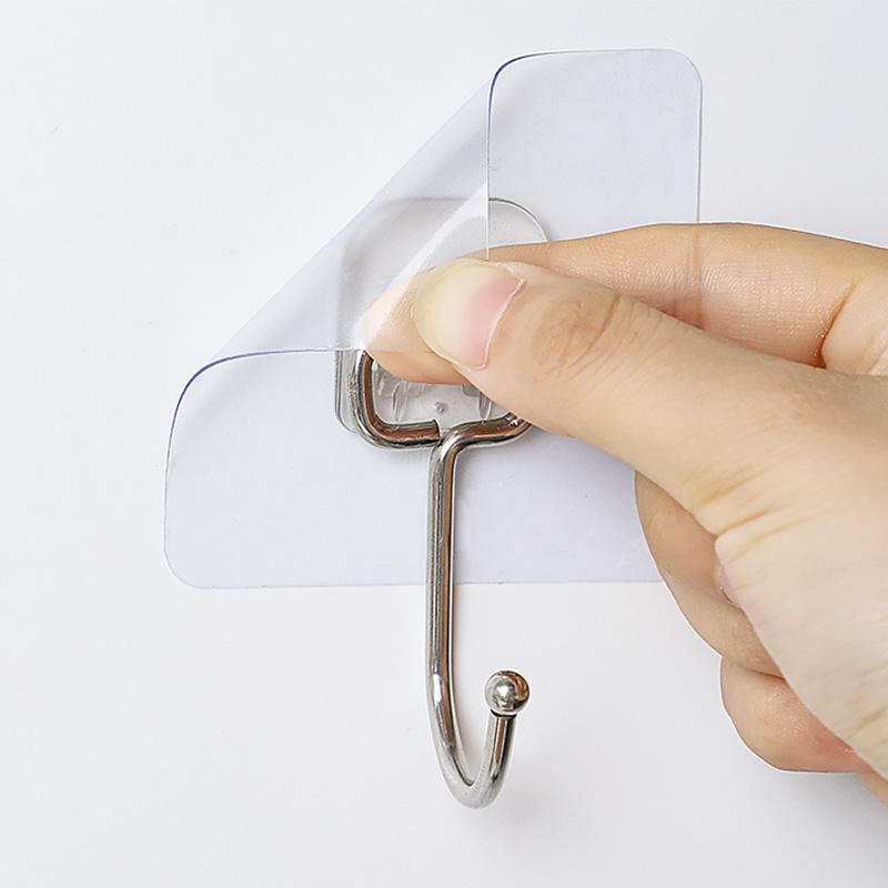  Adhesive Solid Transparent Wall Flat Mounted Sticky Hanging Hook